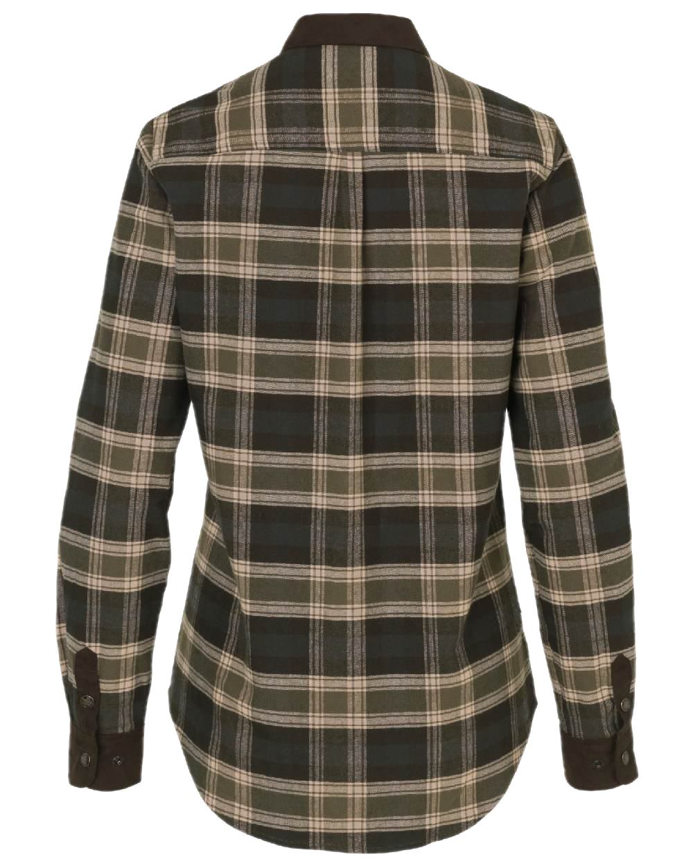 Olive Coloured Harkila Womens Aivak Long Sleeved Shirt on white background #colour_olive