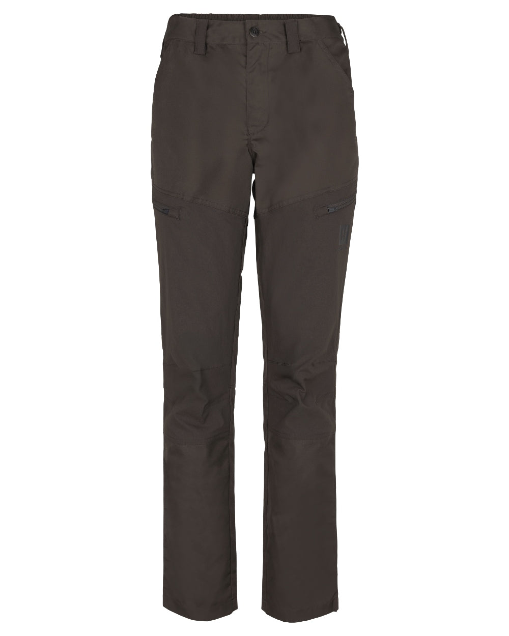 Shadow Brown Coloured Harkila Womens Fjell Trousers on white background #colour_shadow-brown