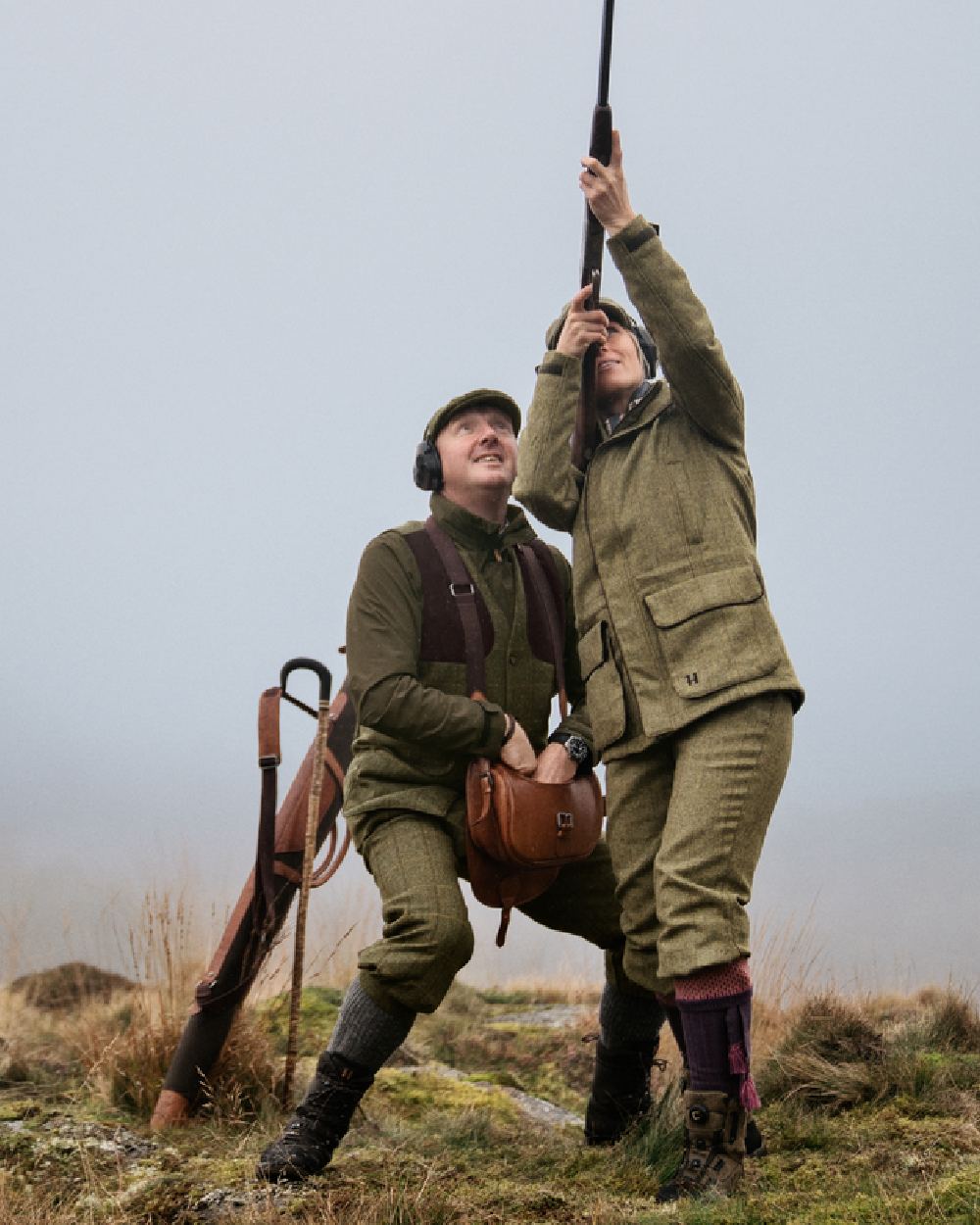 Olive Coloured Harkila Womens Jura GTX Jacket on fog background #colour_olive