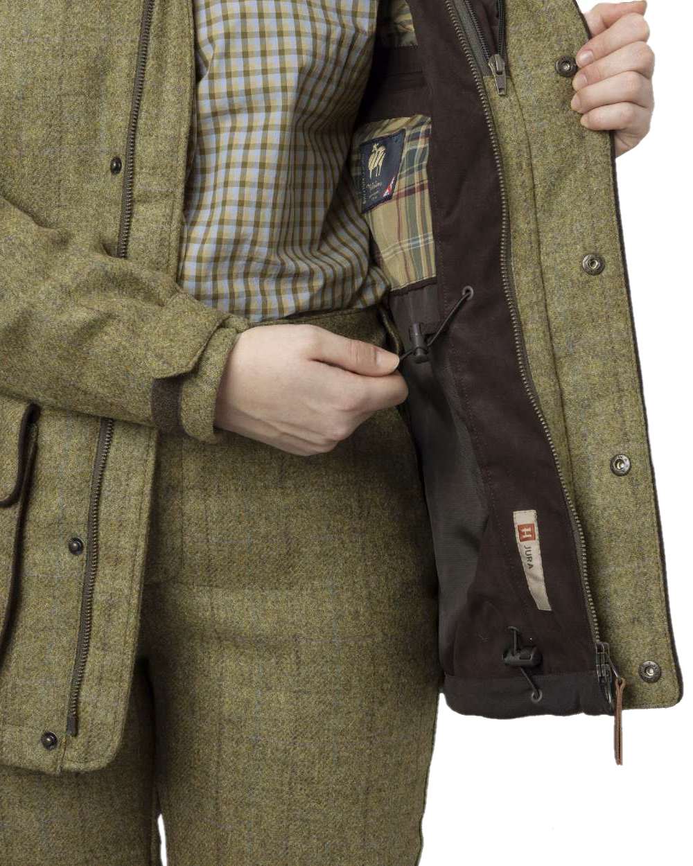 Olive Coloured Harkila Womens Jura GTX Jacket on white background #colour_olive