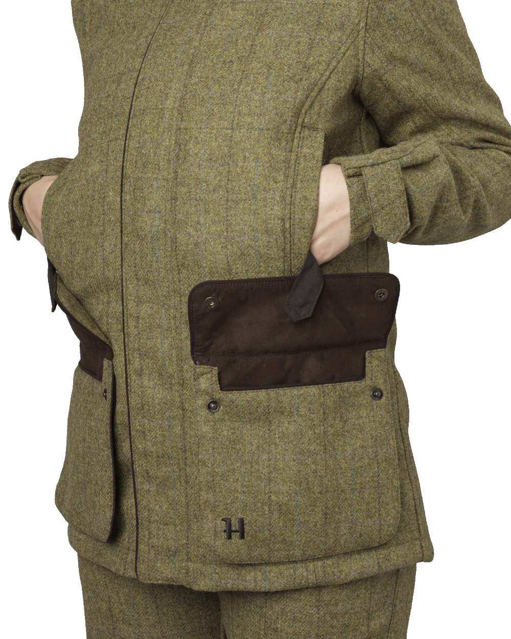 Olive Coloured Harkila Womens Jura GTX Jacket on white background #colour_olive