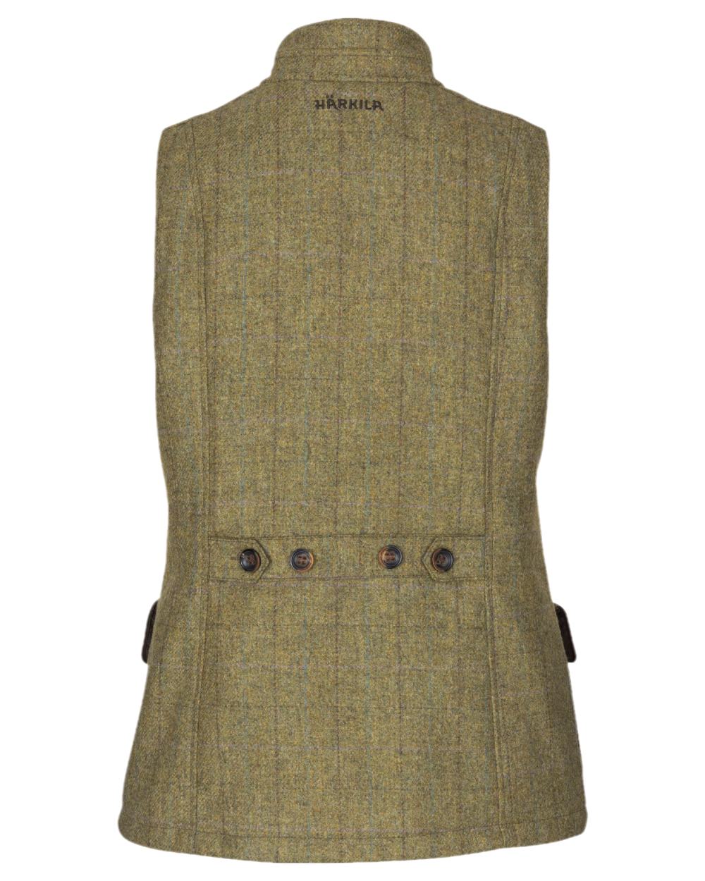 Olive Coloured Harkila Womens Jura Waistcoat on white background #colour_olive
