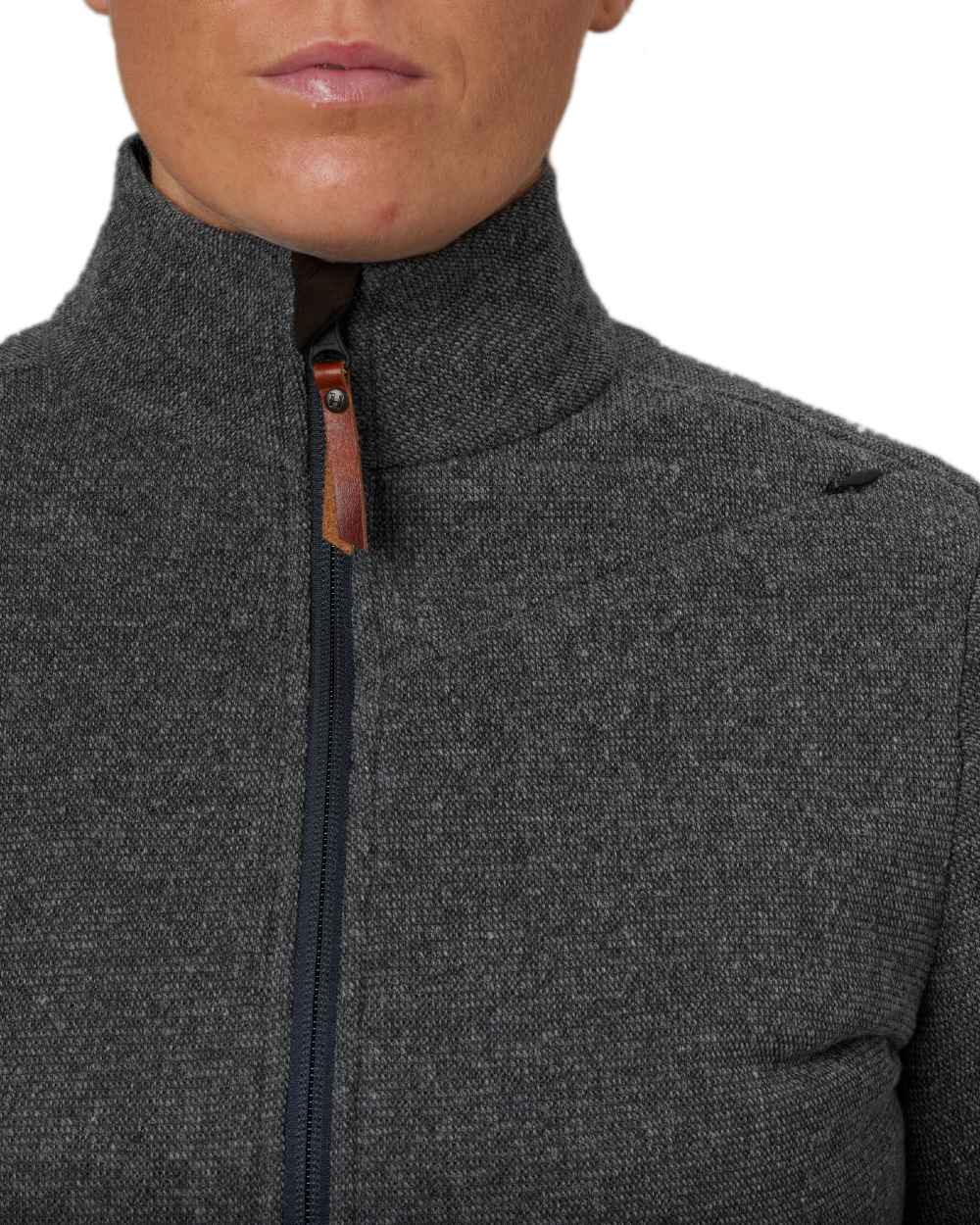 Slate Grey Coloured Harkila Womens Metso Full Zip Fleece Jacket on white background #colour_slate-grey
