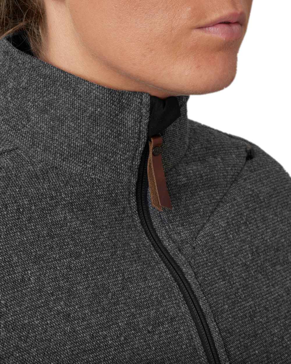 Slate Grey Coloured Harkila Womens Metso Full Zip Fleece Jacket on white background #colour_slate-grey