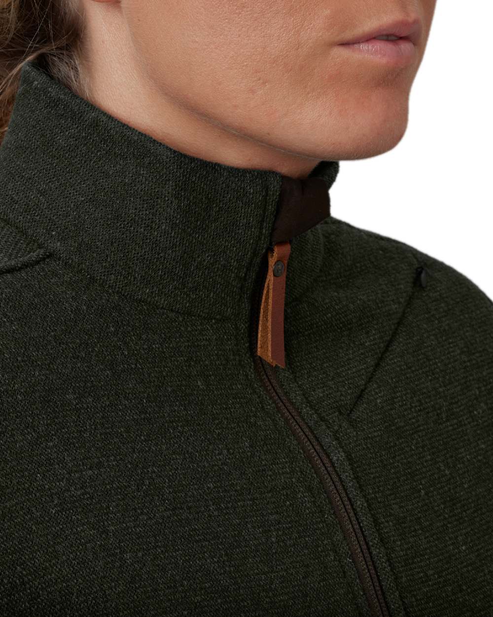 Willow Green Coloured Harkila Womens Metso Full Zip Fleece Jacket on white background #colour_willow-green