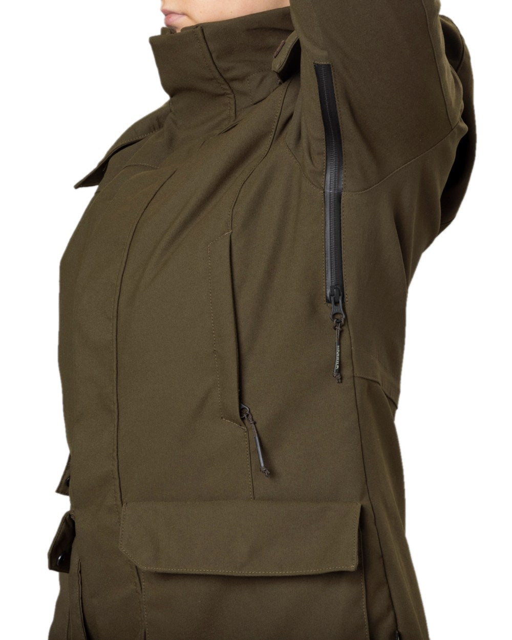 Willow Green Coloured Harkila Womens Pro Hunter GTX Jacket on white background #colour_willow-green