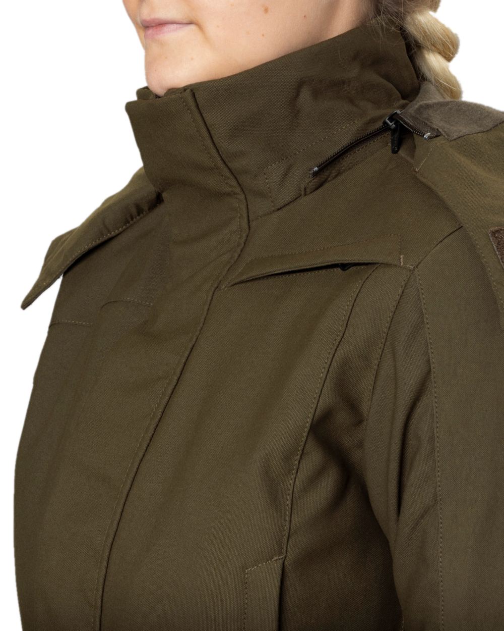 Willow Green Coloured Harkila Womens Pro Hunter GTX Jacket on white background #colour_willow-green