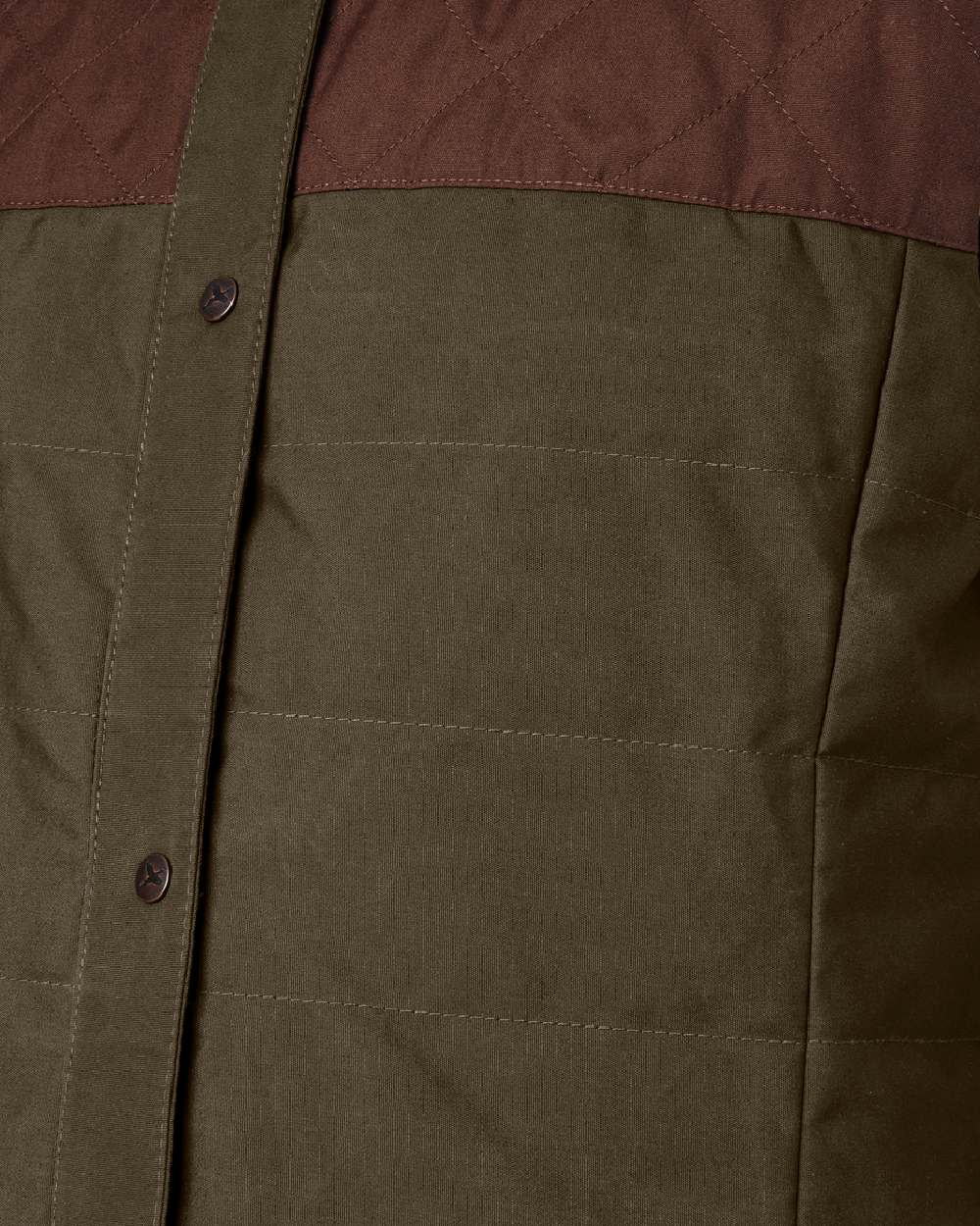 Dark Warm Olive Burgundy Coloured Harkila Womens Retrieve Waistcoat on white background #colour_dark-warm-olive-burgundy