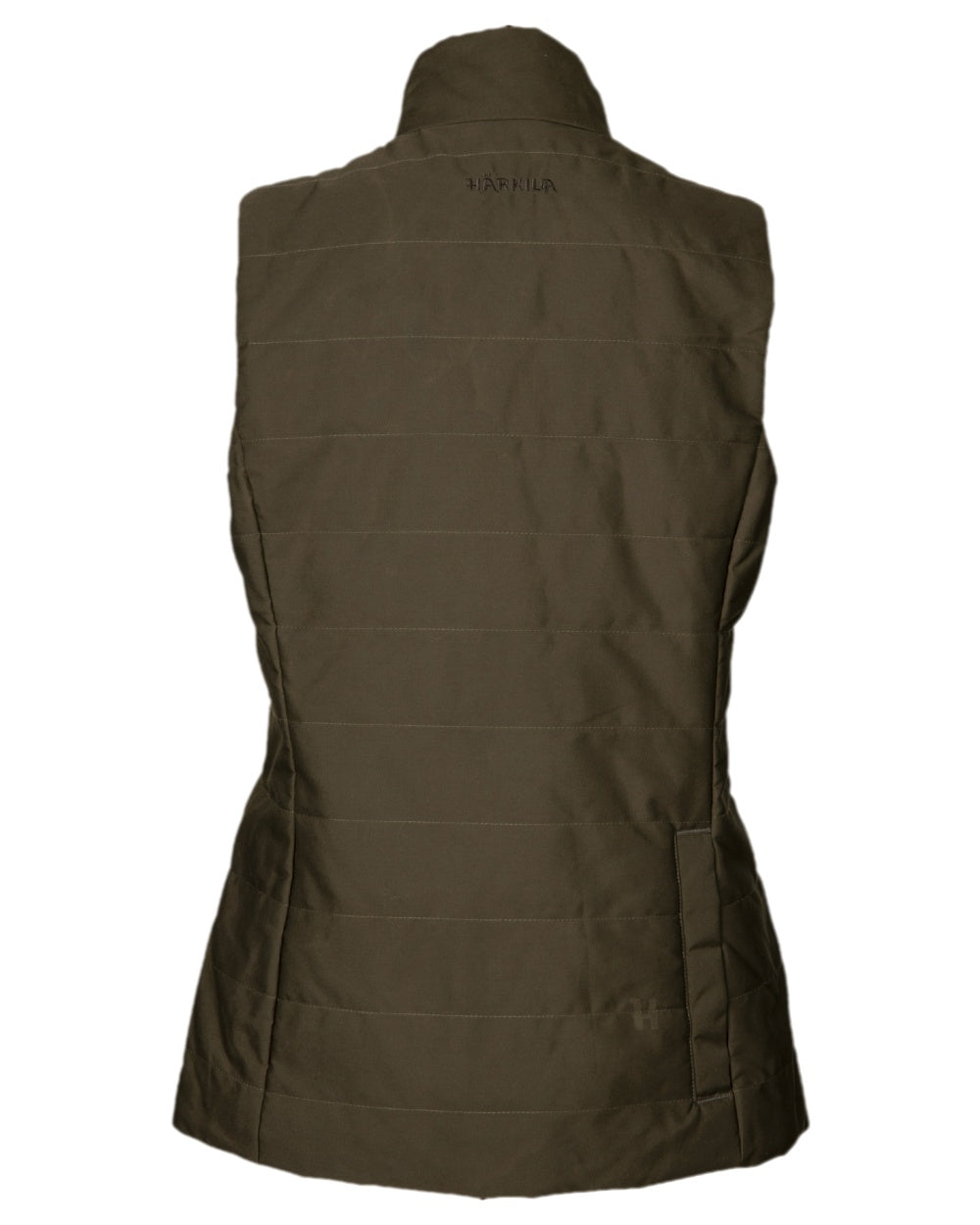 Dark Warm Olive Burgundy Coloured Harkila Womens Retrieve Waistcoat on white background #colour_dark-warm-olive-burgundy