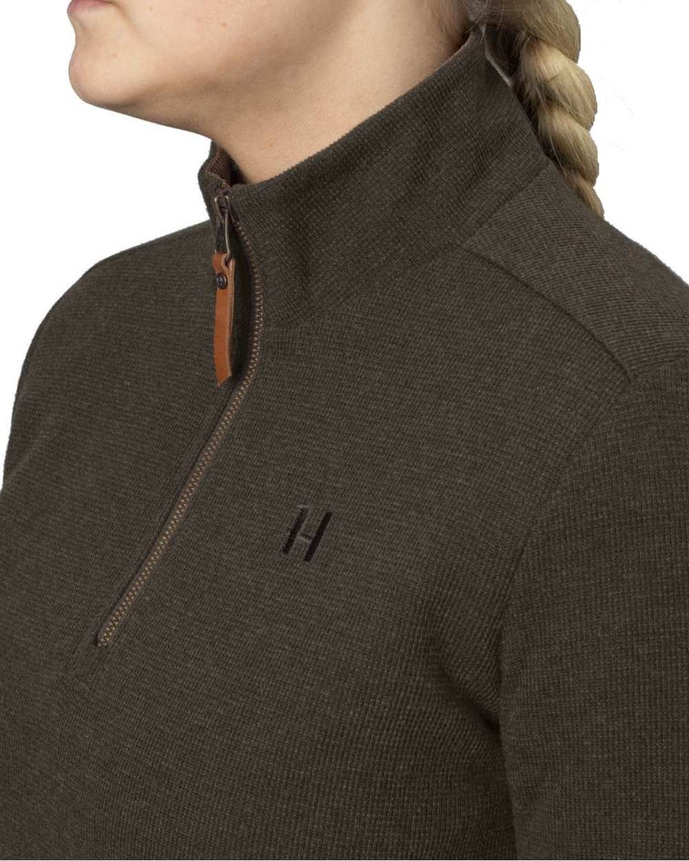 Willow Green Coloured Harkila Womens Sandhem Pro HSP Pullover on white background #colour_willow-green