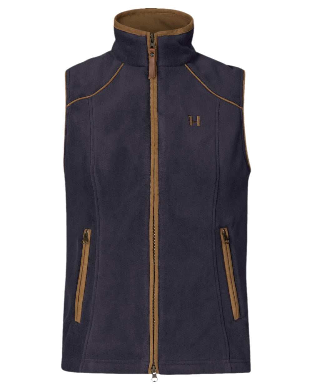 Deep Well Purple Coloured Harkila Womens Sandhem 200 Fleece Waistcoat on white background #colour_deep-well-purple