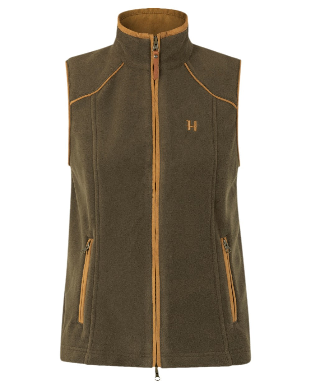 Willow Green Coloured Harkila Womens Sandhem 200 Fleece Waistcoat on white background #colour_willow-green