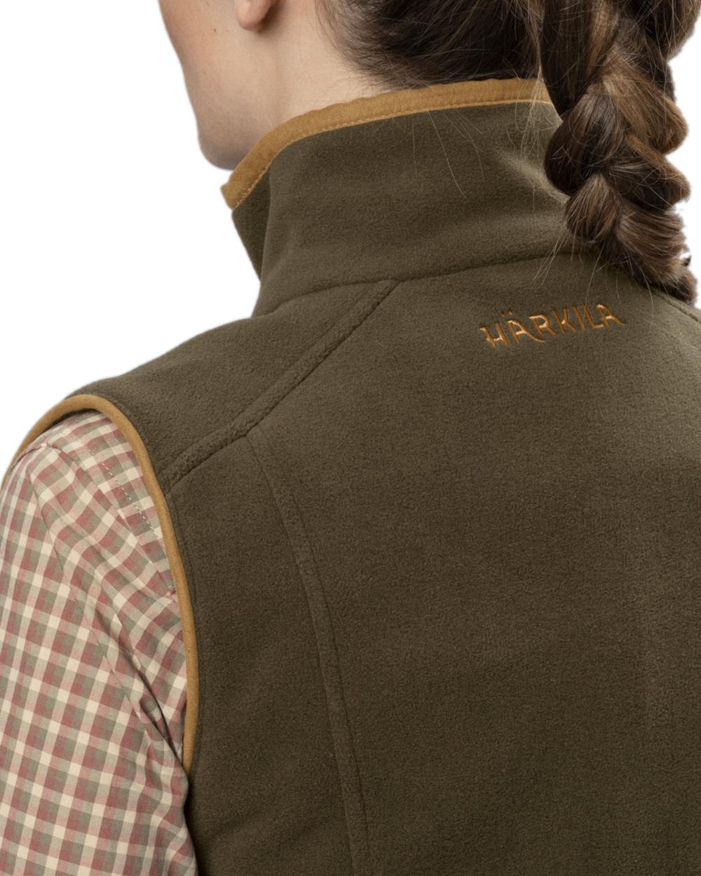 Willow Green Coloured Harkila Womens Sandhem 200 Fleece Waistcoat on white background #colour_willow-green