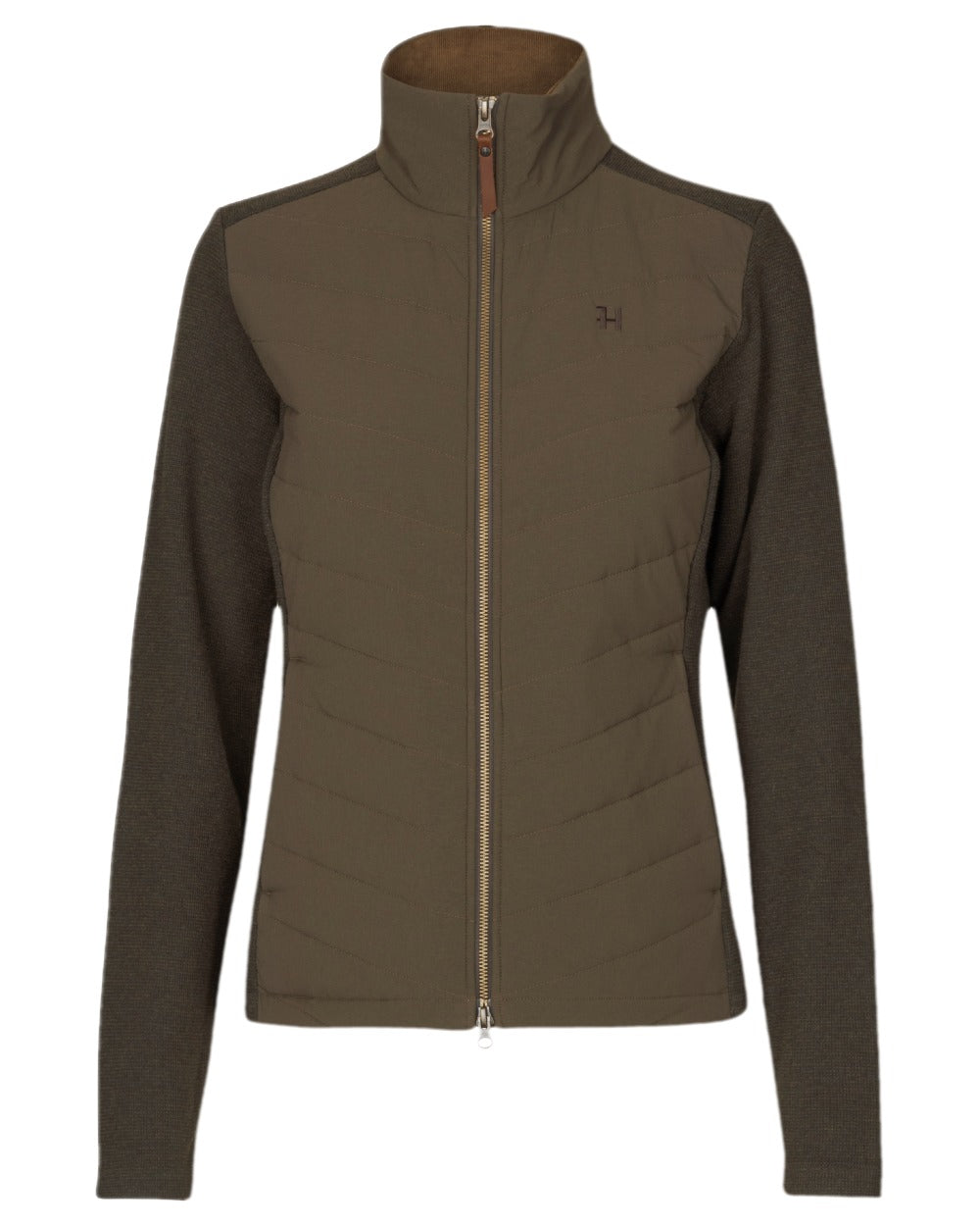 Willow Green Coloured Harkila Womens Sandhem Pro Insulated Cardigan on white background #colour_willow-green