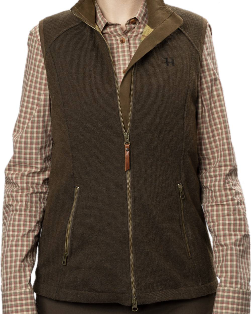 Forest Green Coloured Harkila Womens Sandhem Pro Waistcoat on white background #colour_forest-green