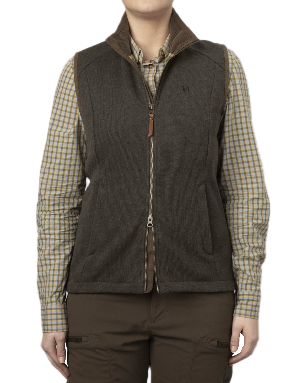 Willow Green Coloured Harkila Womens Sandhem Pro Waistcoat on white background #colour_willow-green
