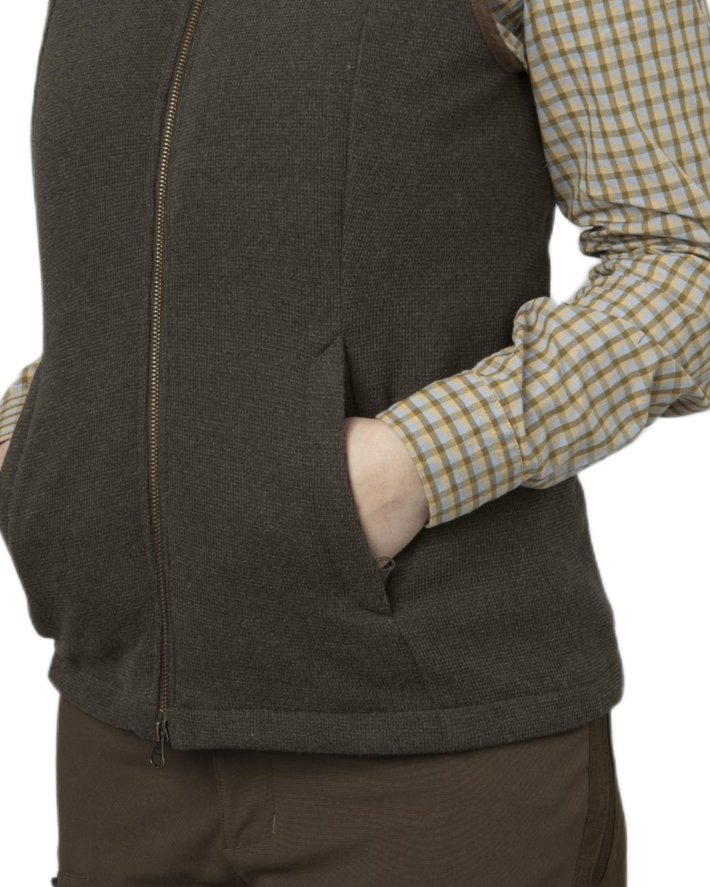 Willow Green Coloured Harkila Womens Sandhem Pro Waistcoat on white background #colour_willow-green