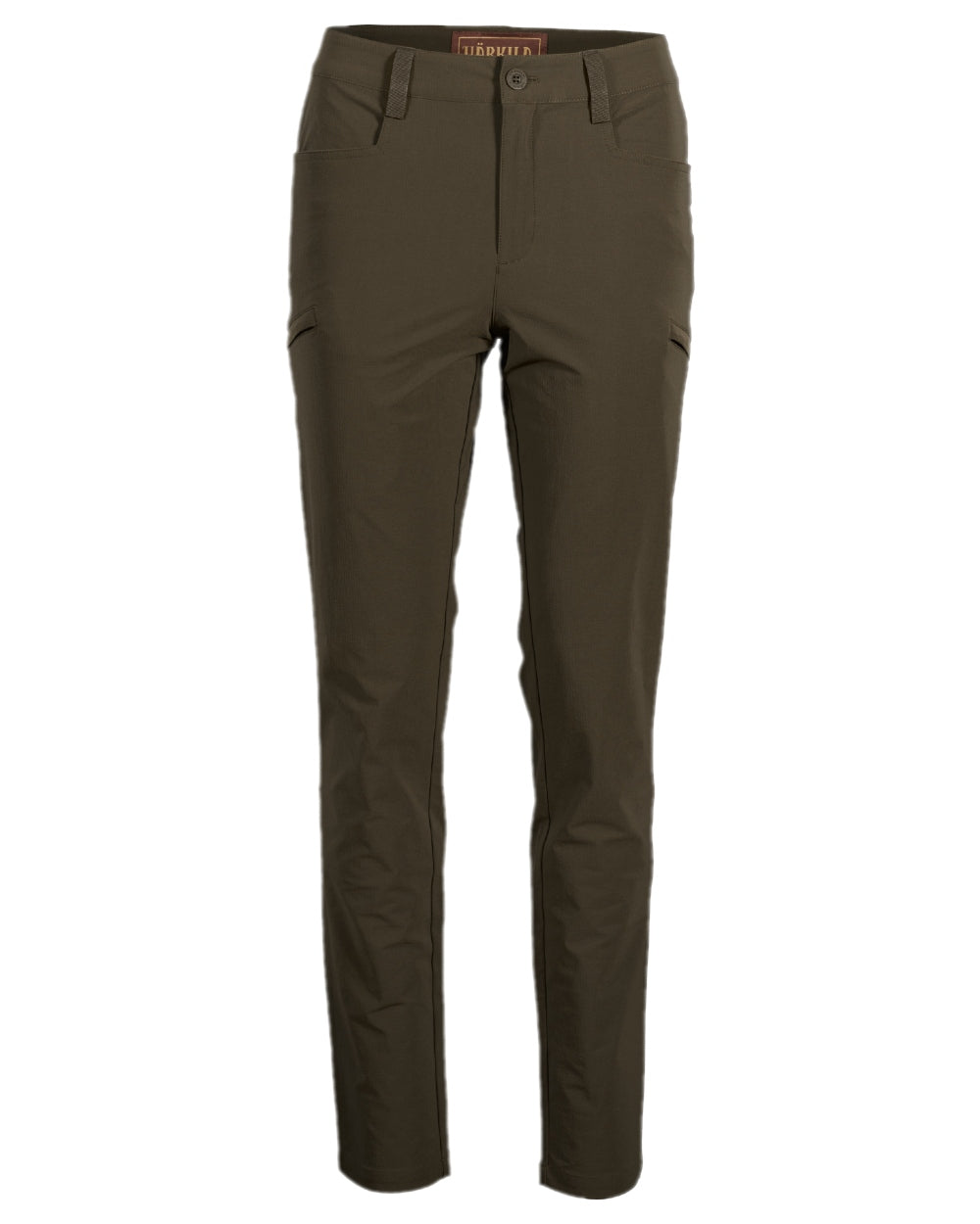 Willow Green Coloured Harkila Womens Trail Trousers on white background #colour_willow-green