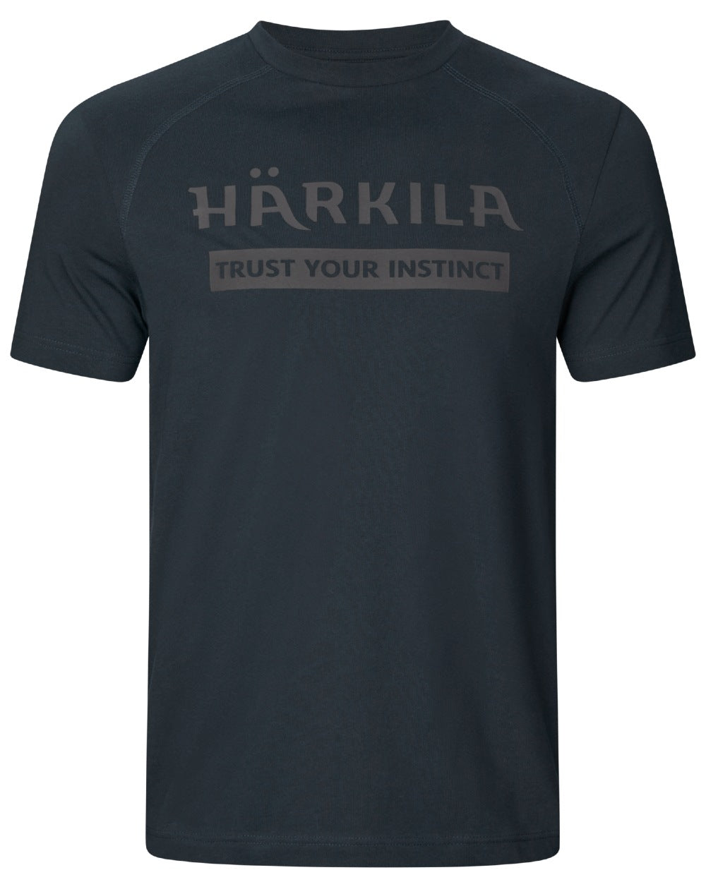 Dark Navy Coloured Harkila logo Short Sleeve T-Shirt on white background #colour_dark-navy