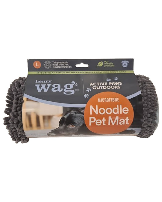 Grey Blue coloured Henry Wag Microfibre Noodle Pet Mat on white background #colour_grey-blue