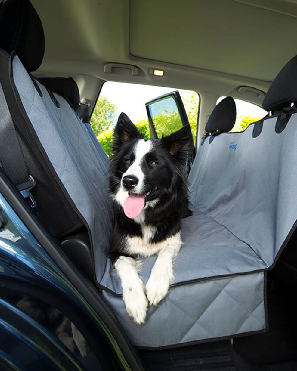 Grey Black coloured Henry Wag Pet Car Bench Hammock on car background #colour_grey-black