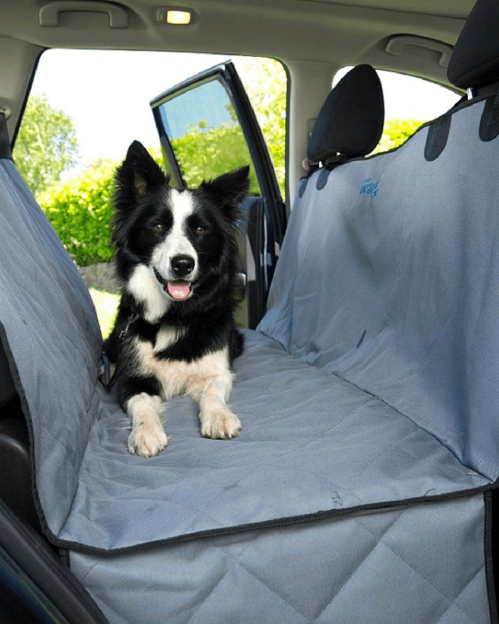 Grey Black coloured Henry Wag Pet Car Bench Hammock on car background #colour_grey-black