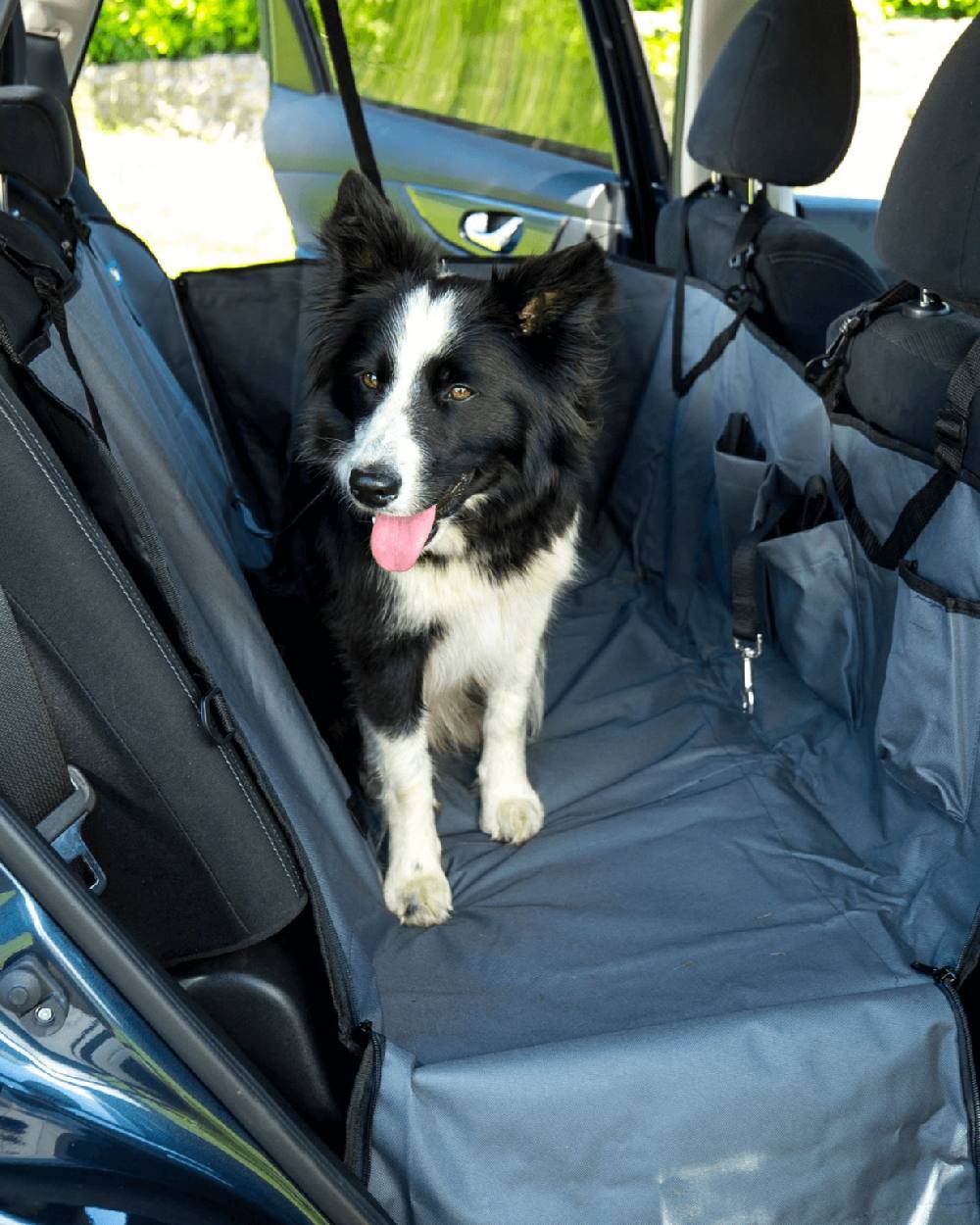 Grey Black coloured Henry Wag Pet Car Hammock on car background #colour_grey-black