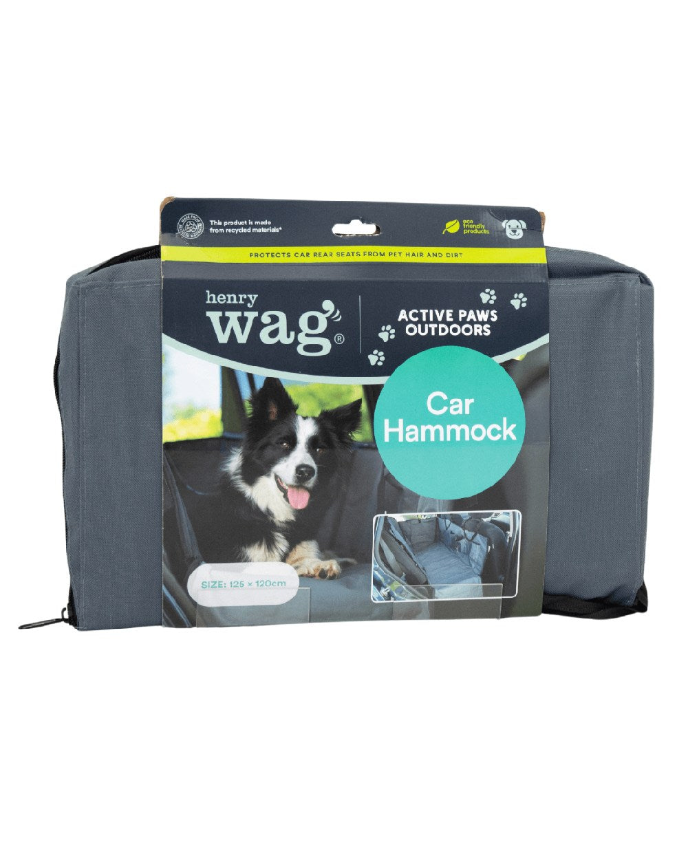 Grey Black coloured Henry Wag Pet Car Hammock on white background #colour_grey-black