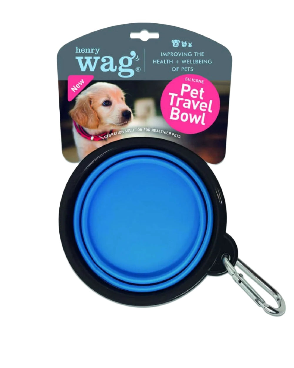 Blue coloured Henry Wag Pet Travel Bowl on white background #colour_blue