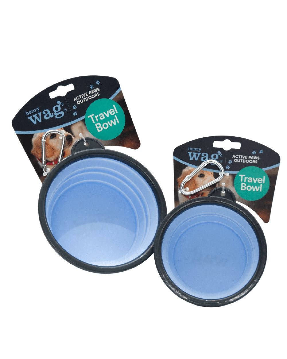 Blue coloured Henry Wag Pet Travel Bowl on white background #colour_blue