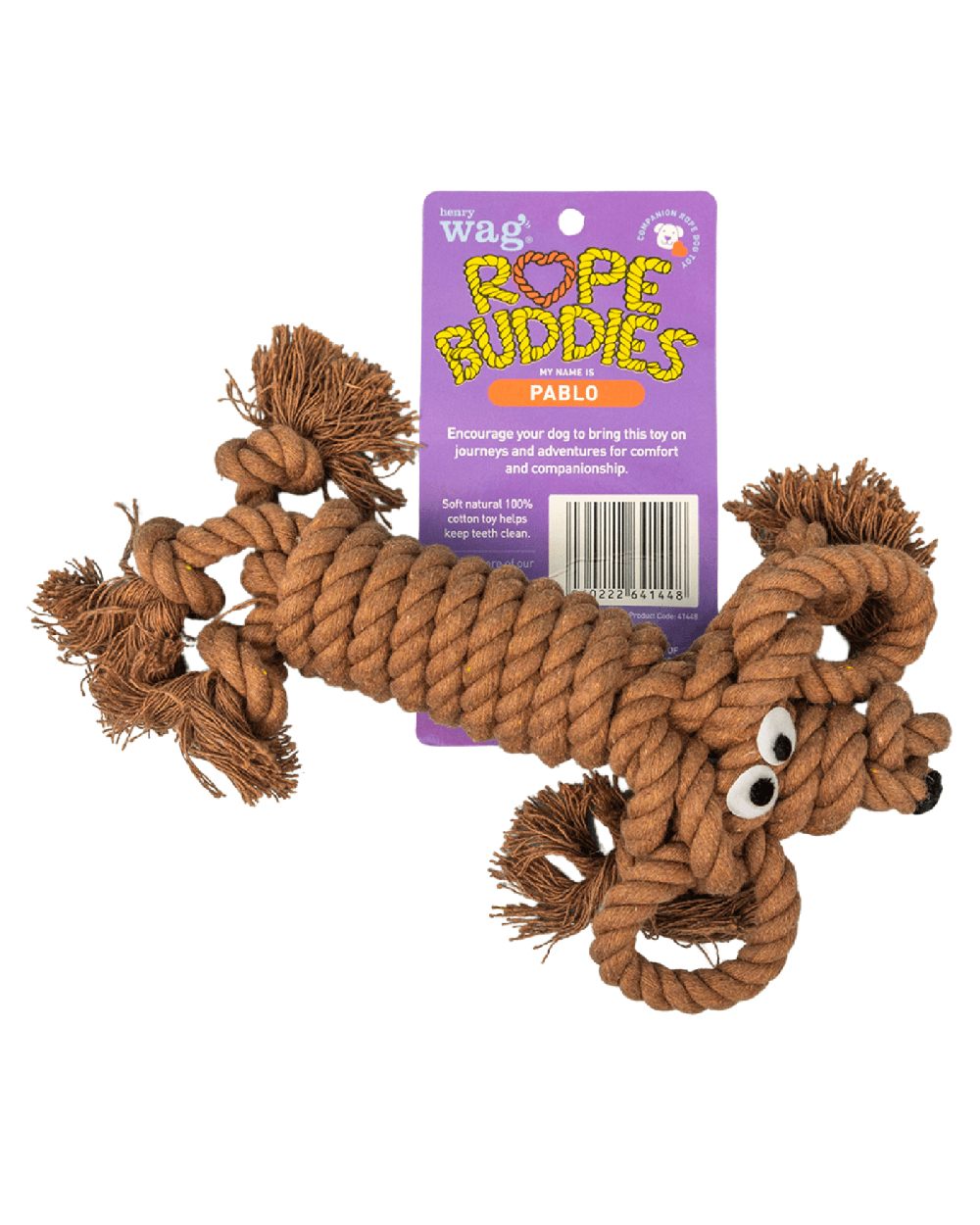 Chestnut Brown coloured Henry Wag Rope Buddy on white background #colour_chestnut-brown