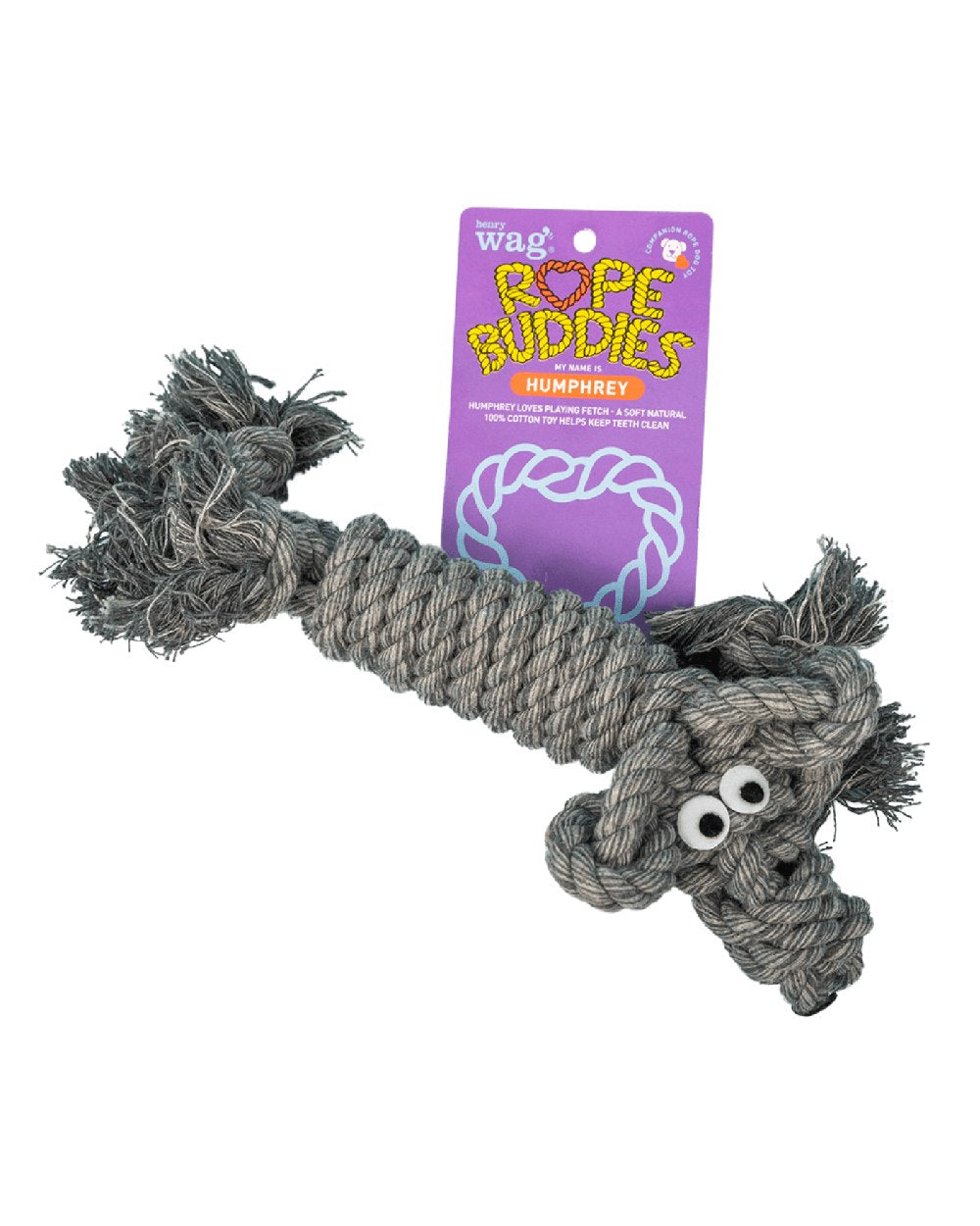 Mottled Grey coloured Henry Wag Rope Buddy on white background #colour_mottled-grey