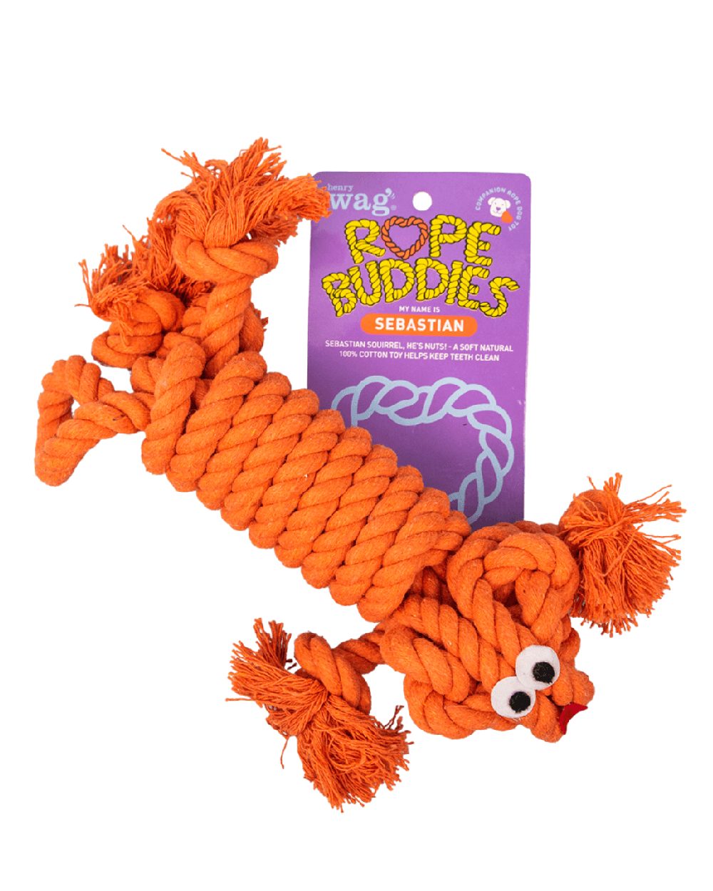 Orange coloured Henry Wag Rope Buddy on white background #colour_orange