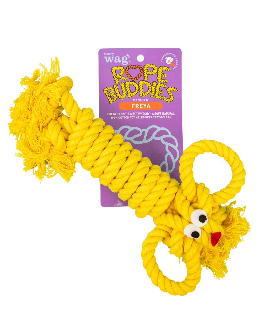 Yellow coloured Henry Wag Rope Buddy on white background #colour_yellow