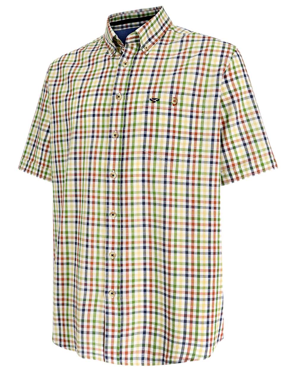Gold Coloured Hoggs of Fife Aberdour Short Sleeve Shirt on white background #colour_gold