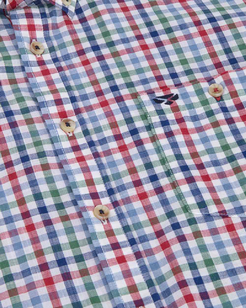Green Red Coloured Hoggs of Fife Aberdour Short Sleeve Shirt on white background #colour_green-red