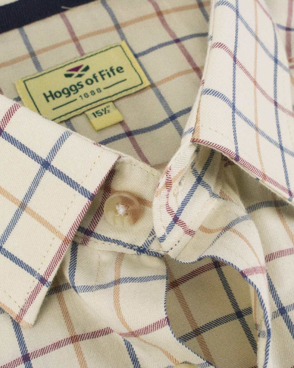 Ivory Tattersall Coloured Hoggs of Fife Ambassador Tattersall Shirt on white background #colour_ivory-tattersall