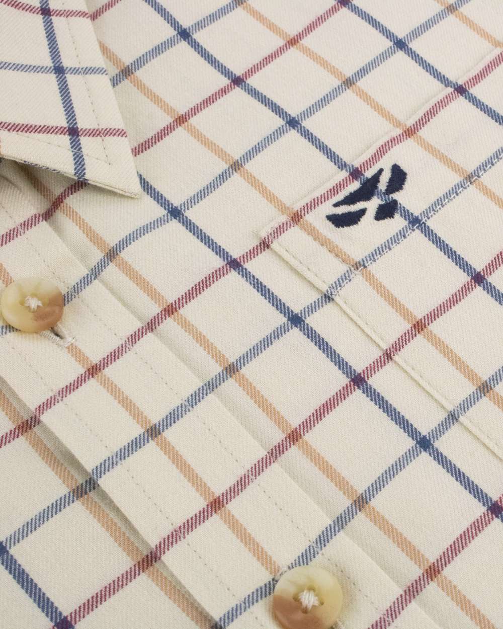 Ivory Tattersall Coloured Hoggs of Fife Ambassador Tattersall Shirt on white background #colour_ivory-tattersall