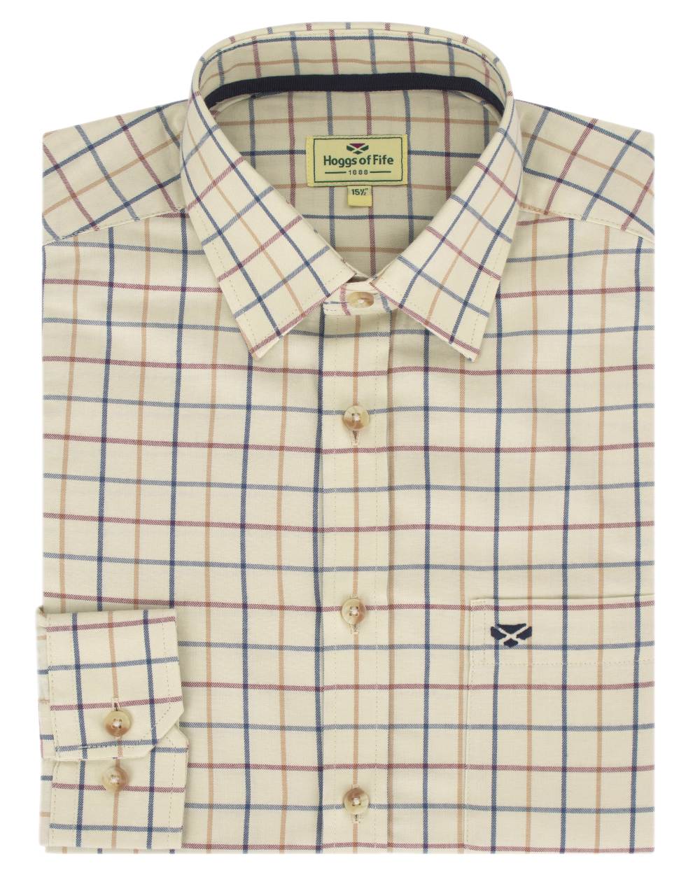 Ivory Tattersall Coloured Hoggs of Fife Ambassador Tattersall Shirt on white background #colour_ivory-tattersall