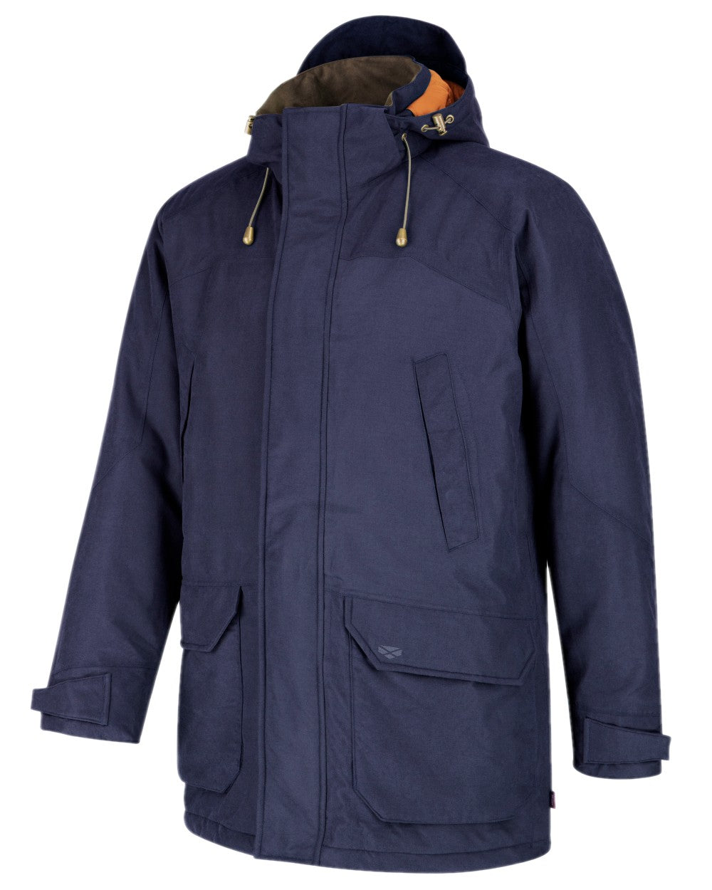 Navy Coloured Hoggs of Fife Argyll Waterproof Parka on white background #colour_navy