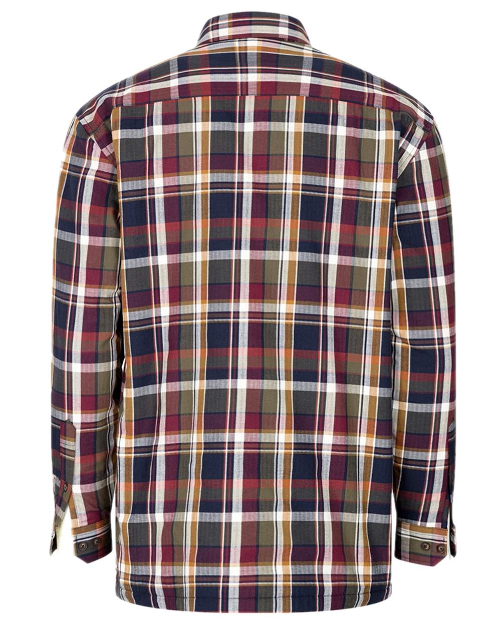Wine Olive Check Coloured Hoggs of Fife Arran Micro Fleece Lined 100% Cotton Shirt on white background #colour_wine-olive-check