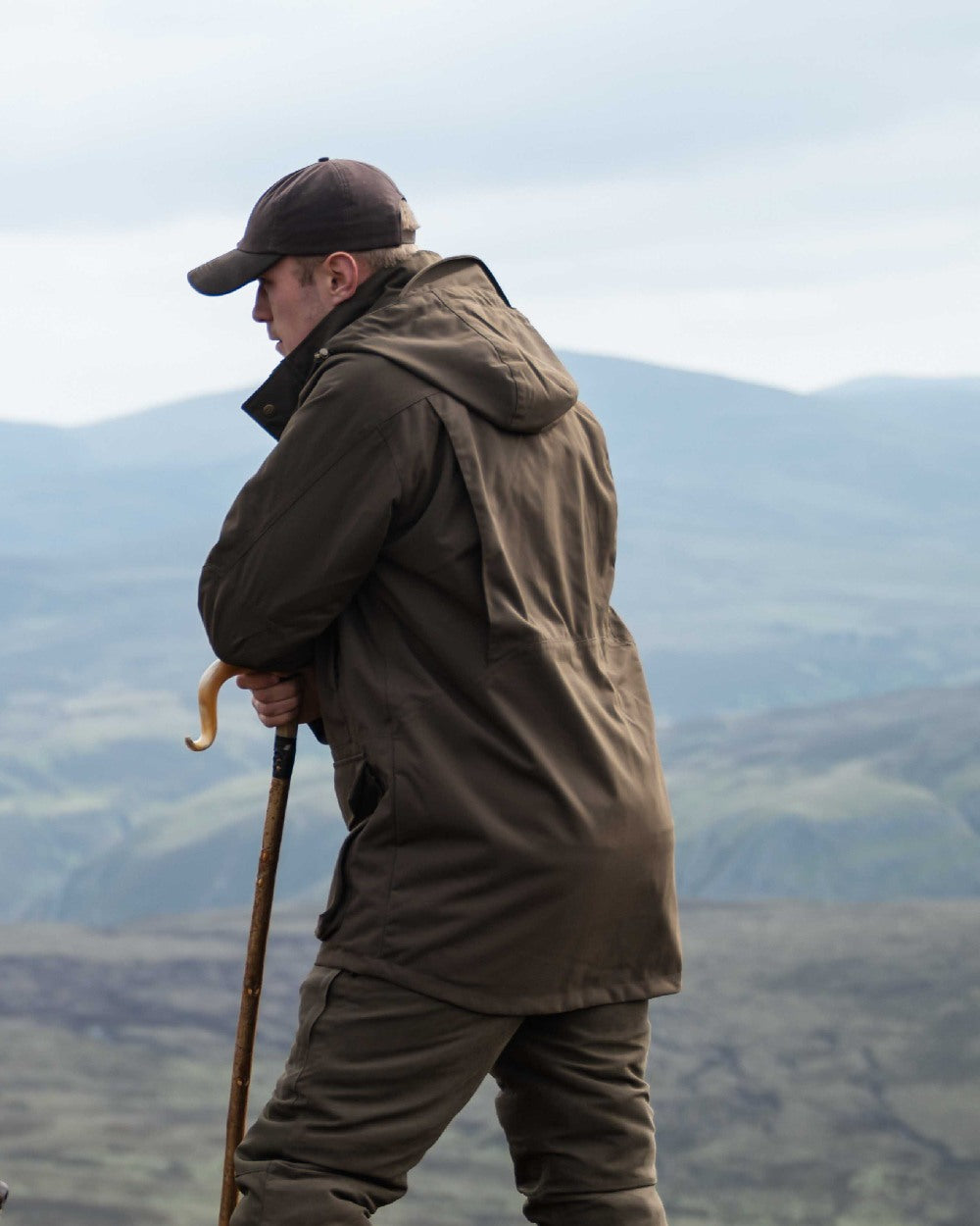 Green Coloured Hoggs of Fife Ballater Waterproof Field Jacket on sky background #colour_green