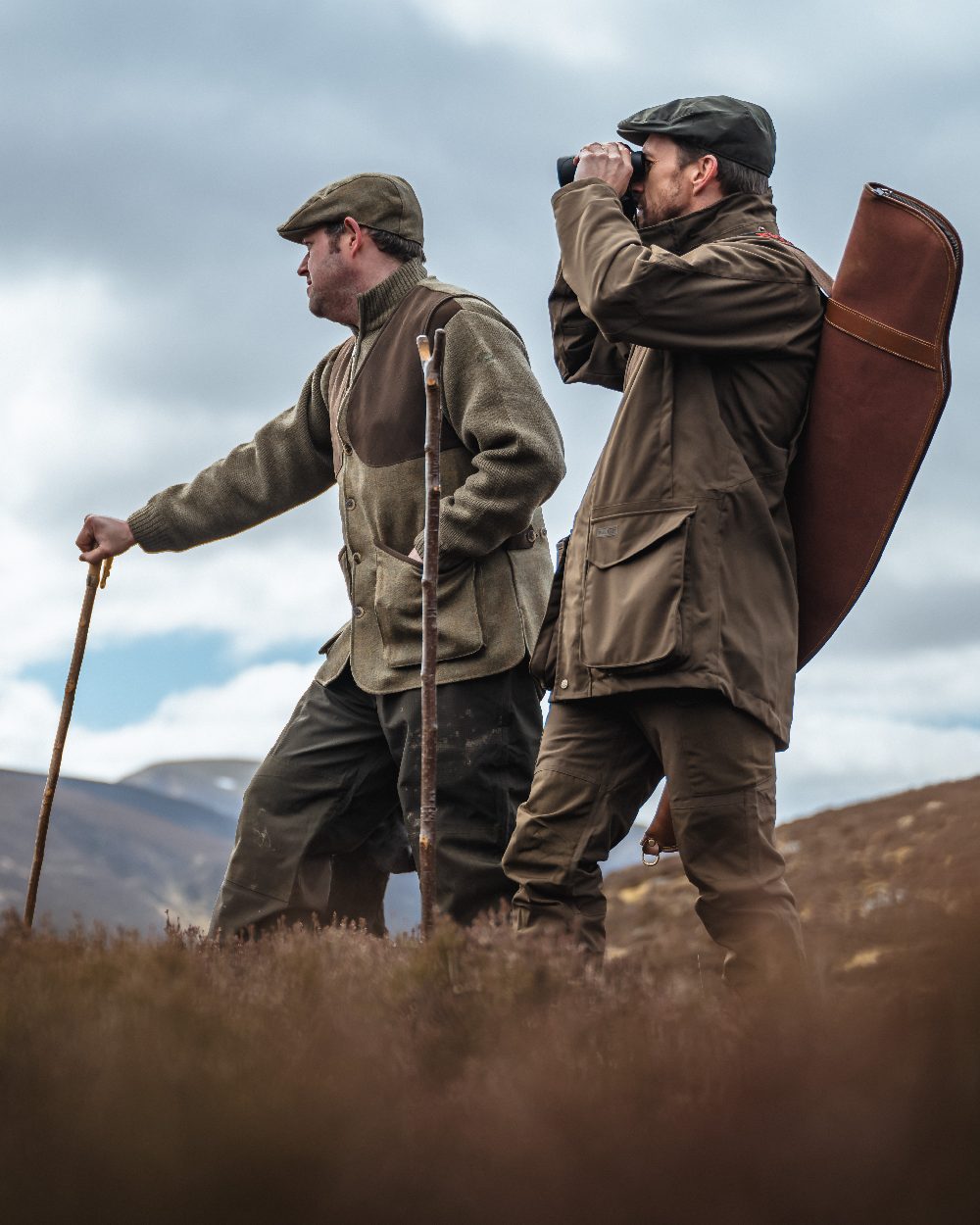 Green Coloured Hoggs of Fife Ballater Waterproof Field Trousers on sky background #colour_green
