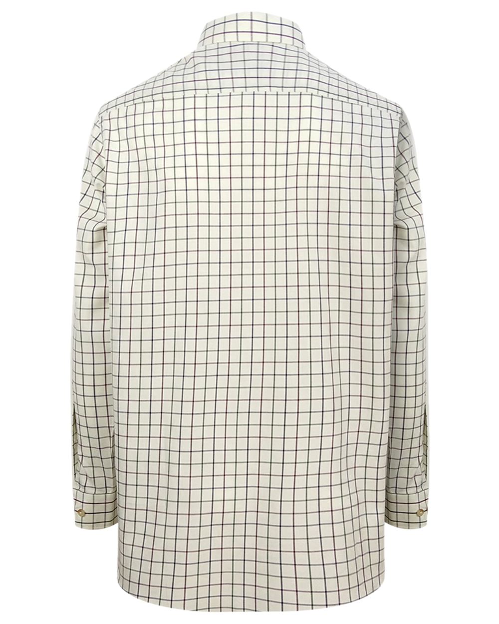 Navy Wine Coloured Hoggs of Fife Balmoral Luxury Tattersall Shirt on white background #colour_navy-wine