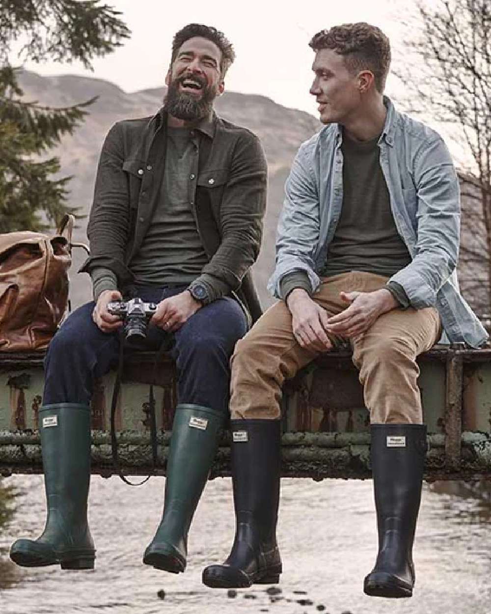 Navy Coloured Hoggs of Fife Beauly Chino Trousers on mountain background #colour_navy