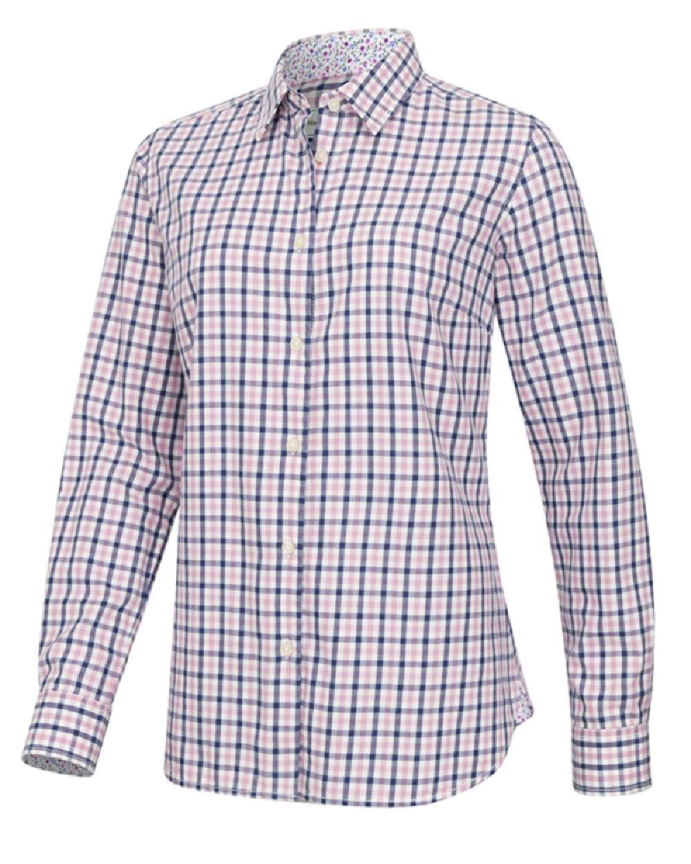 Navy Pink Coloured Hoggs of Fife Becky II Shirt on white background #colour_navy-pink