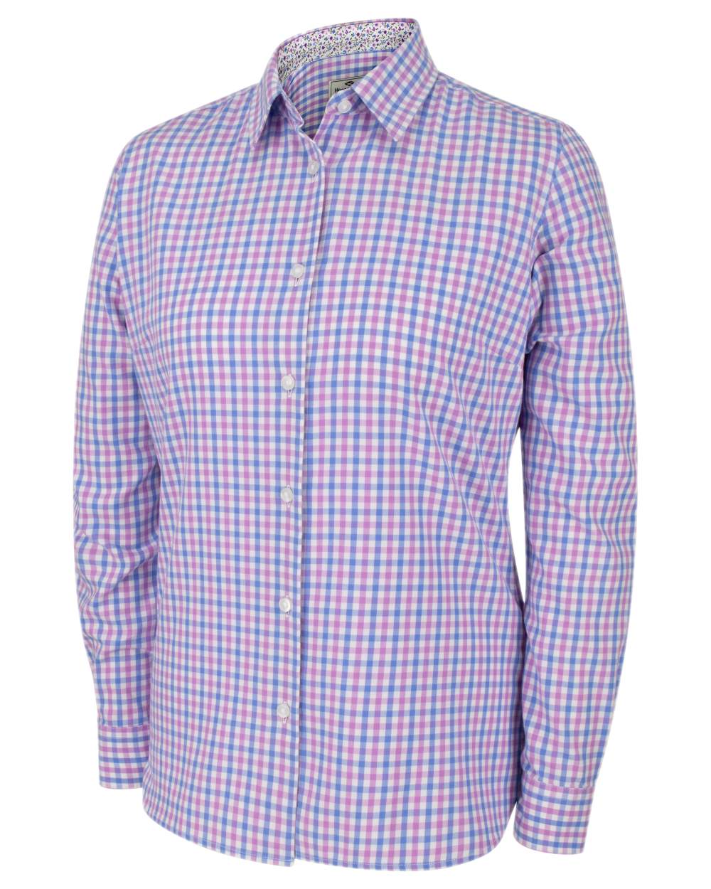 Pink Blue Coloured Hoggs of Fife Becky II Shirt on white background #colour_pink-blue