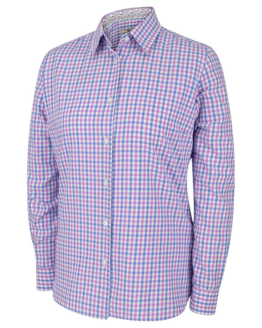 Pink Blue Coloured Hoggs of Fife Becky II Shirt on white background #colour_pink-blue