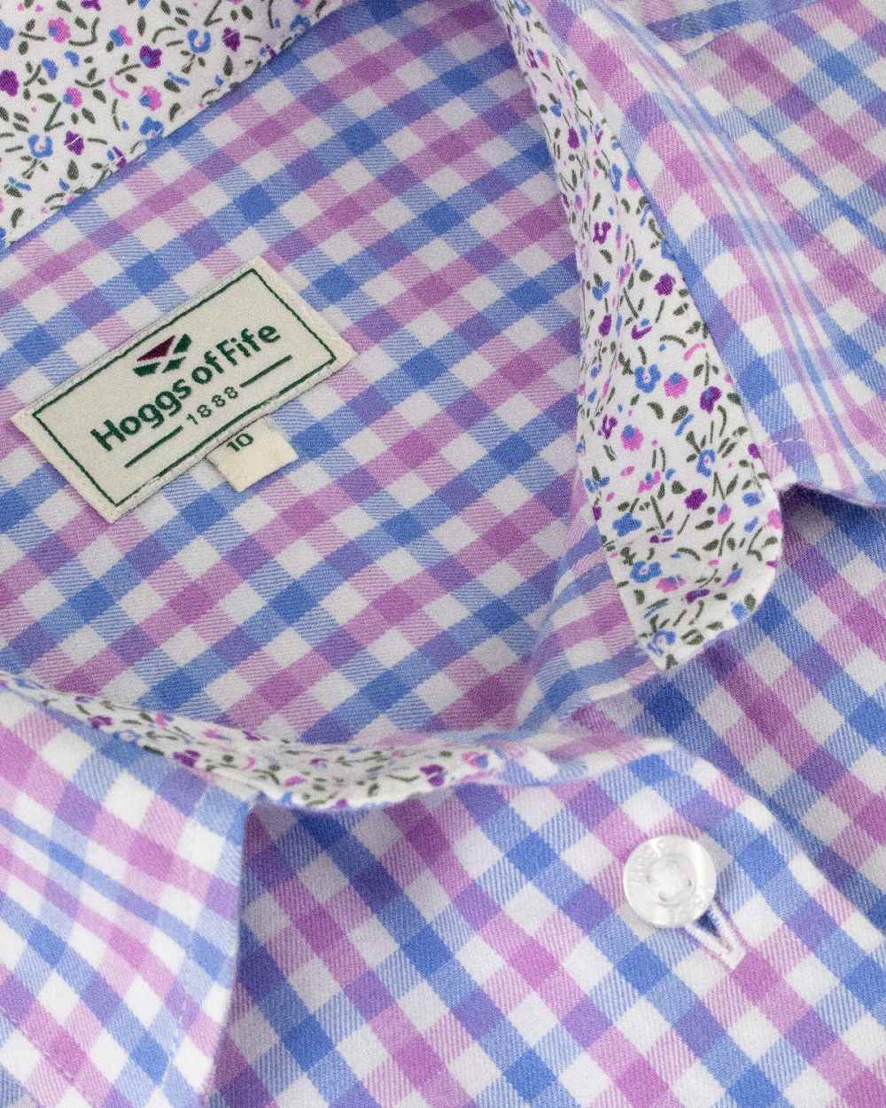 Pink Blue Coloured Hoggs of Fife Becky II Shirt on white background #colour_pink-blue