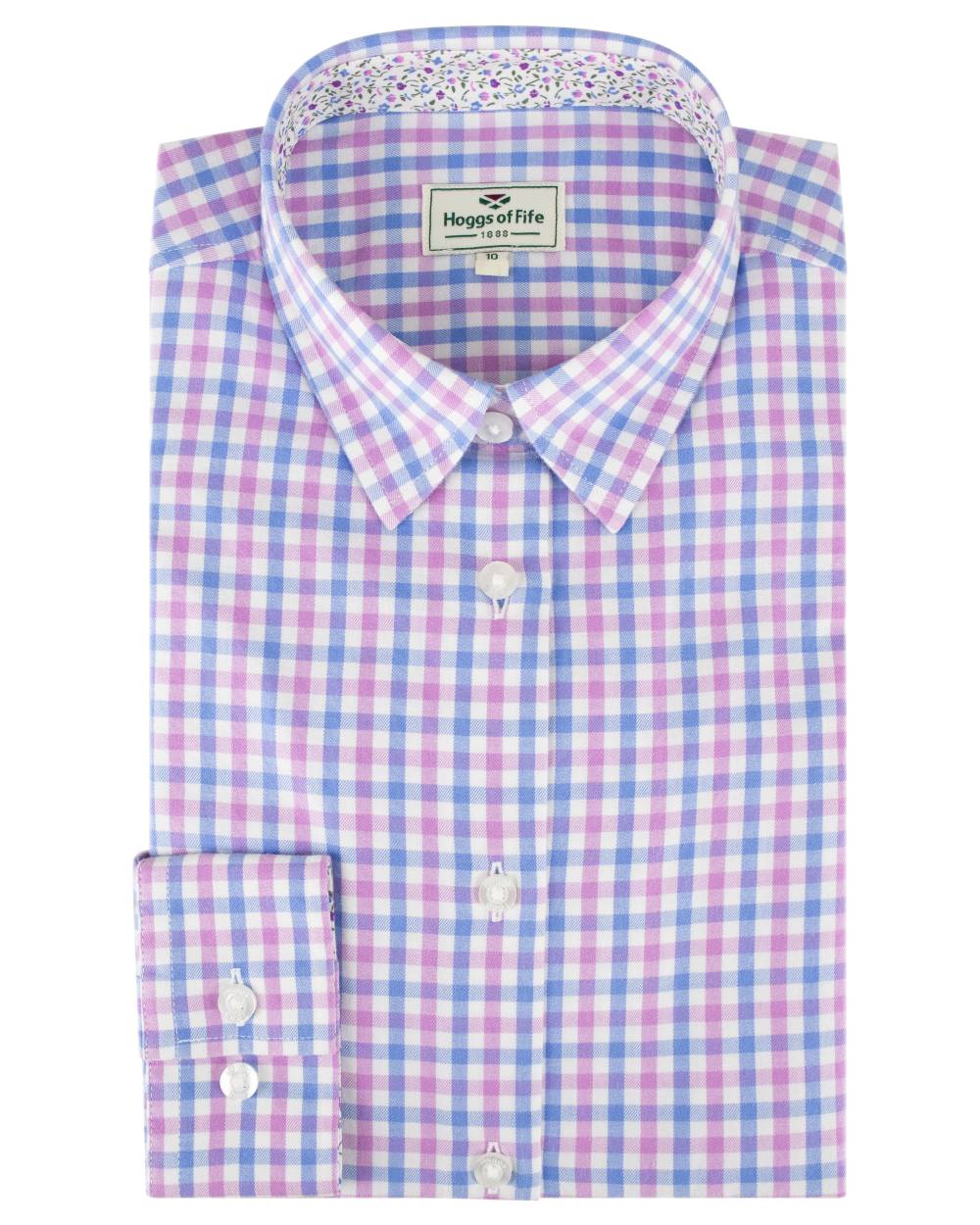 Pink Blue Coloured Hoggs of Fife Becky II Shirt on white background #colour_pink-blue